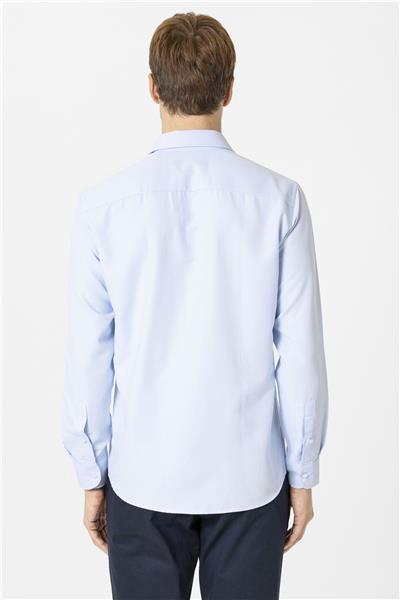 Buz Mavi Slim Fit Desenli Klasik Yaka Gömlek