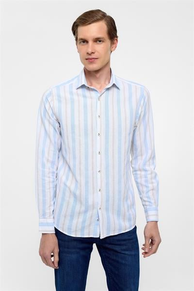Buz Mavi Slim Düz Klasik Yaka Gömlek