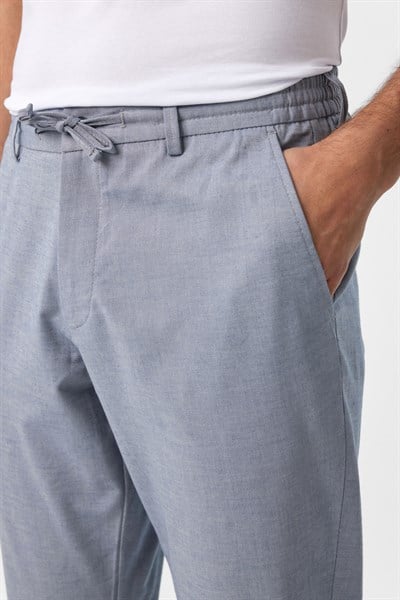 Buz Mavi Slim Fit Armürlü Jogger Pantolon