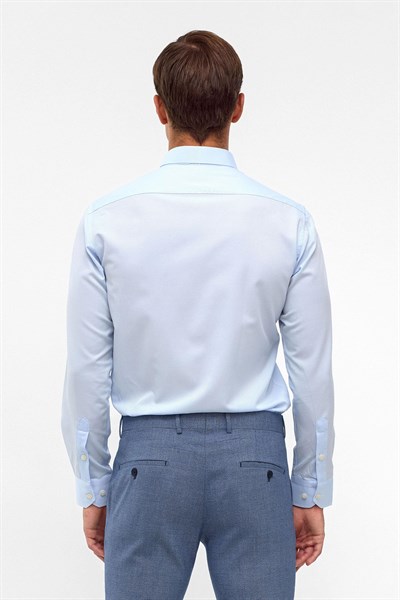 Buz Mavi Slim Fit Armürlü Klasik Yaka Gömlek
