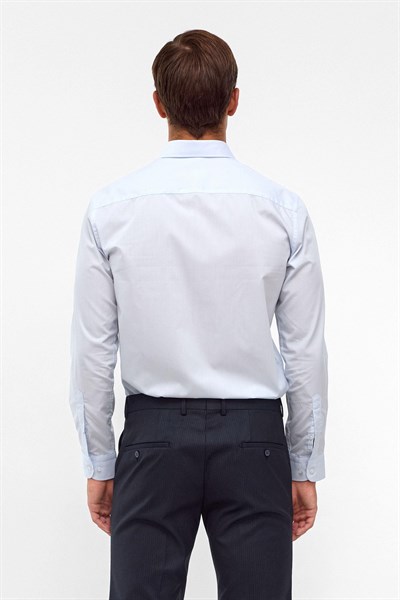 Buz Mavi Slim Fit Düz Klasik Yaka Gömlek