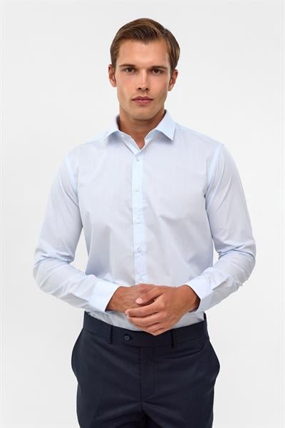 Buz Mavi Slim Fit Düz Klasik Yaka Gömlek