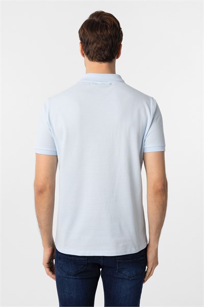 Buz Mavi Slim Fit Düz Polo Yaka Tişört