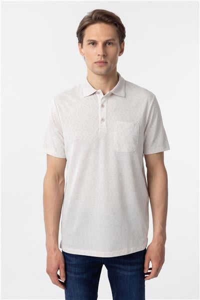 Ekru Regular Armürlü Polo Yaka Tişört
