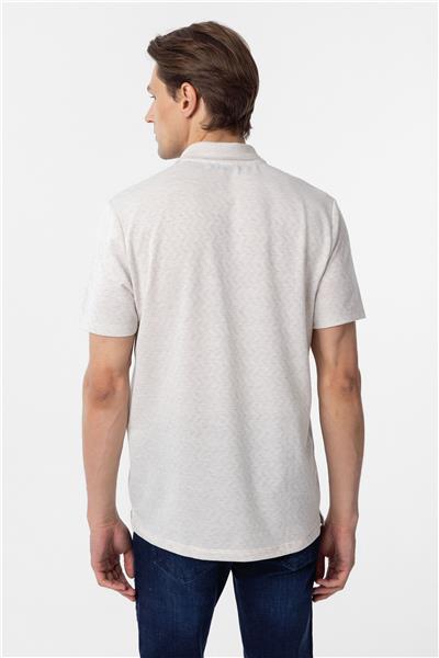 Ekru Regular Armürlü Polo Yaka Tişört