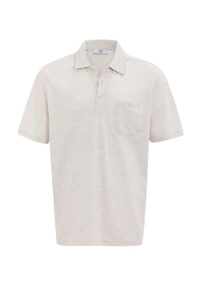 Ekru Regular Armürlü Polo Yaka Tişört