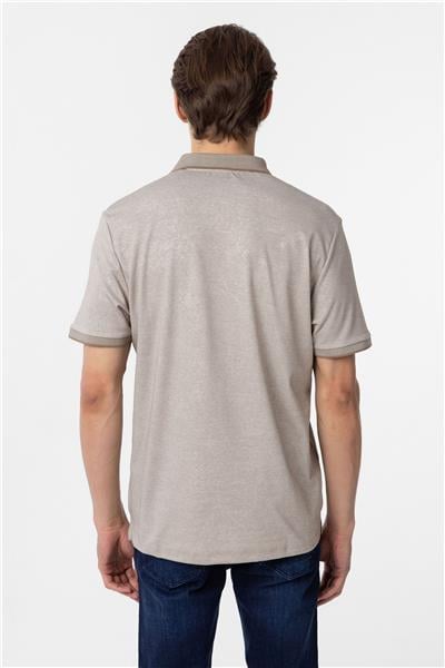 Ekru Regular Baskılı Polo Yaka Tişört