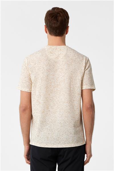 Ekru Regular Düz Bisiklet Yaka Tişört
