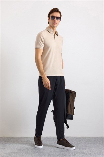 Ekru Regular Düz Polo Yaka Tişört