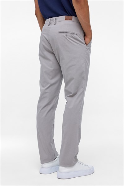 Gri Regular Armürlü Kanvas Pantolon