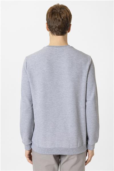 Gri Regular Armürlü Bisiklet Yaka Triko