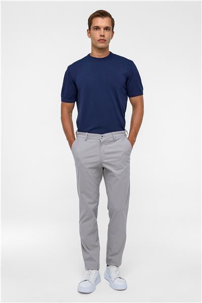 Gri Regular Armürlü Pantolon