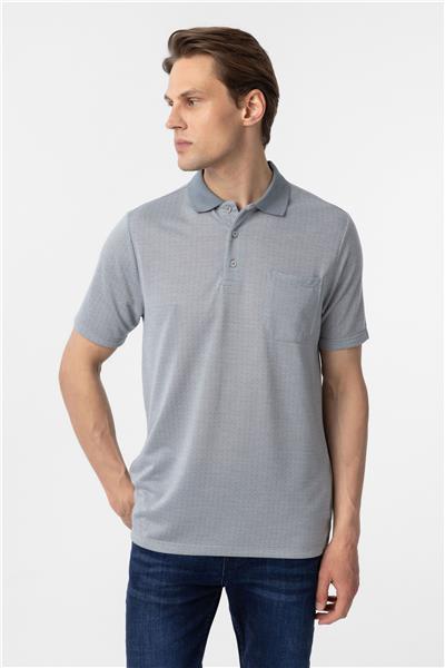 Gri Regular Armürlü Polo Yaka Tişört