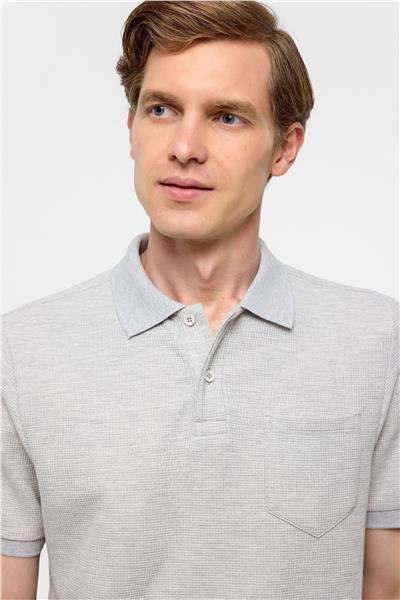 Gri Regular Armürlü Polo Yaka Tişört