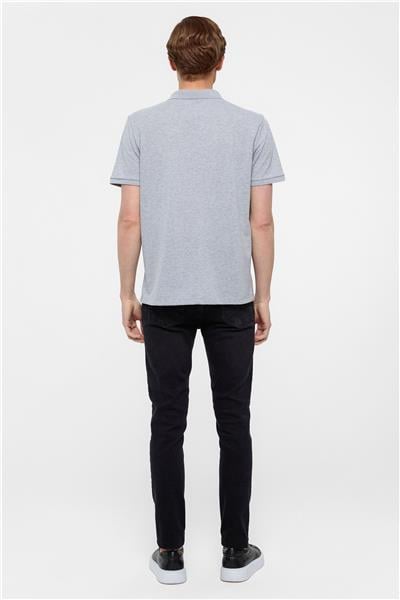 Gri Regular Armürlü Polo Yaka Tişört