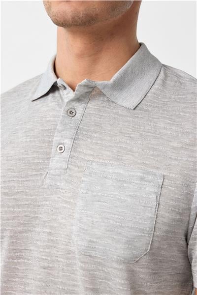 Gri Regular Armürlü Polo Yaka Tişört