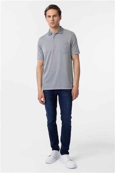 Gri Regular Armürlü Polo Yaka Tişört