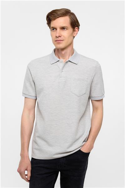 Gri Regular Armürlü Polo Yaka Tişört