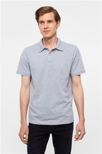 Gri Regular Armürlü Polo Yaka Tişört