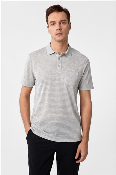 Gri Regular Armürlü Polo Yaka Tişört