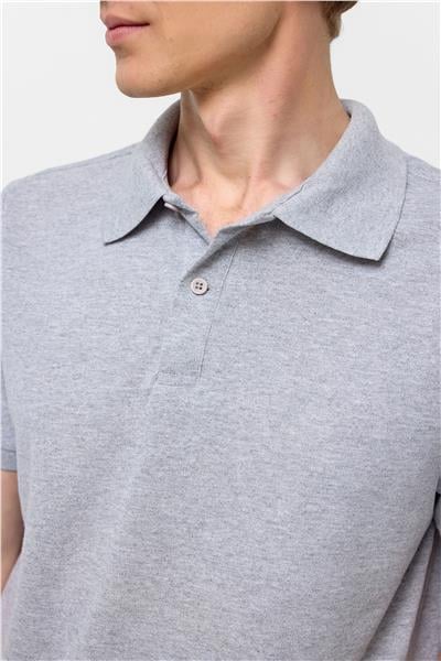 Gri Regular Armürlü Polo Yaka Tişört