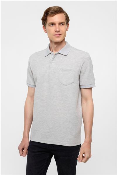 Gri Regular Armürlü Polo Yaka Tişört