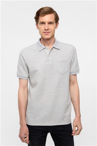 Gri Regular Armürlü Polo Yaka Tişört
