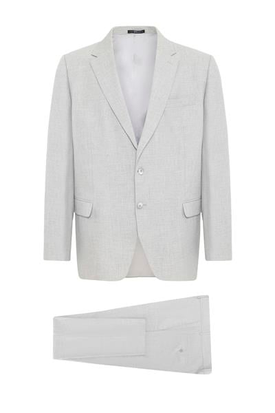 Gri Regular Desenli Mono Yaka 6 Drop Klasik Takım Elbise