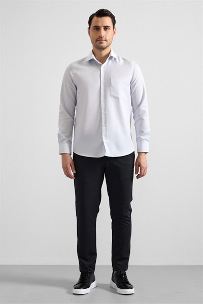 Gri Regular Klasik Yaka Casual Gömlek