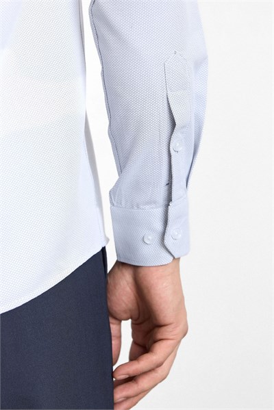 Gri Regular Klasik Yaka Düz Armürlü Kapaksız Cep Düğmeli Uzun Kollu Casual Gömlek