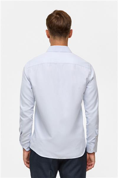 Mavi Slim Baskılı Klasik Yaka Gömlek