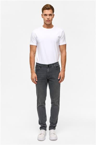 Gri Slim Denim Pantolon