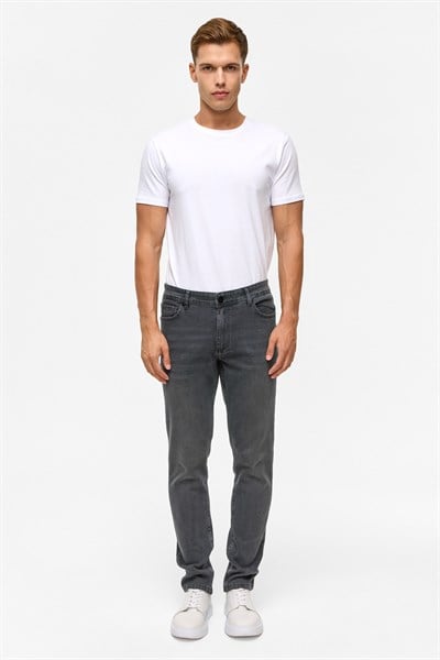 Gri Slim Denim Pantolon