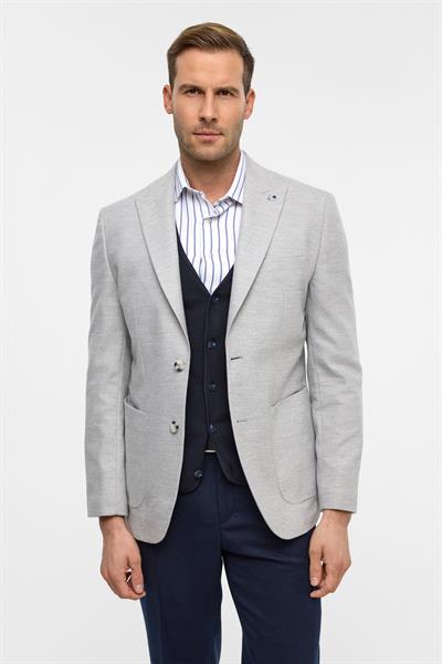 Gri Slim Desenli Mono Yaka 6 Drop Ceket