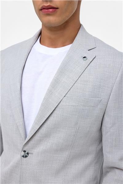 Gri Slim Desenli Mono Yaka 6 Drop Ceket