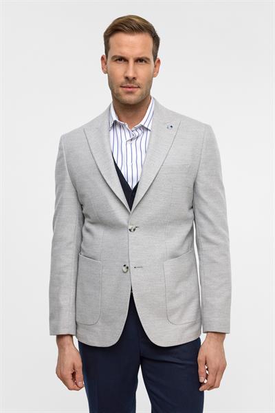 Gri Slim Desenli Mono Yaka 6 Drop Ceket