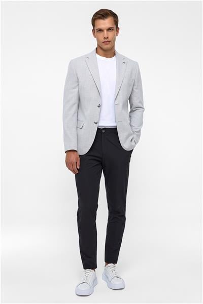 Gri Slim Desenli Mono Yaka 6 Drop Ceket