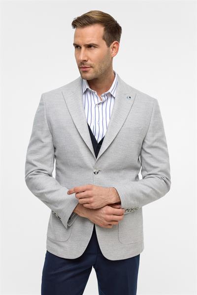 Gri Slim Desenli Mono Yaka 6 Drop Ceket