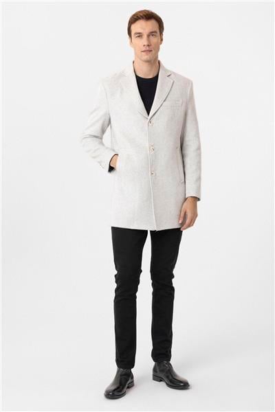 Gri Slim Desenli Mono Yaka Kaban