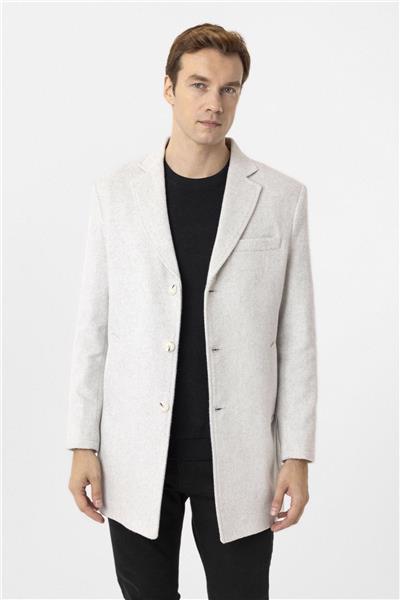 Gri Slim Desenli Mono Yaka Kaban