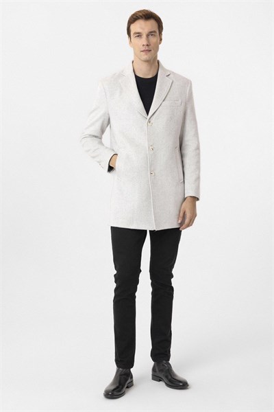 Gri Slim Desenli Mono Yaka Kaban