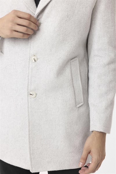 Gri Slim Desenli Mono Yaka Kaban