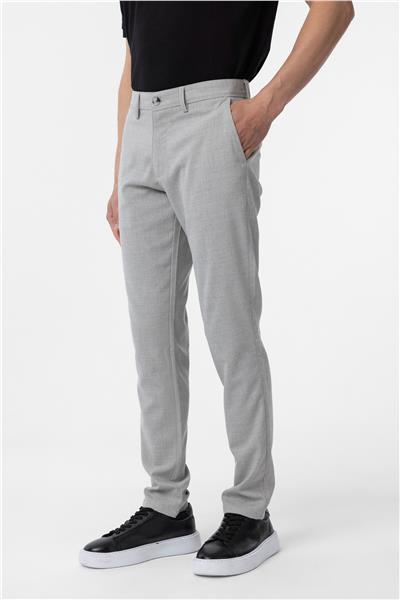 Gri Slim Fit Desenli Kumaş Pantolon