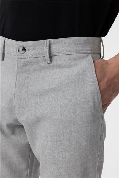 Gri Slim Fit Desenli Kumaş Pantolon