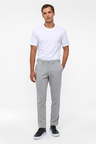 Gri Slim Fit Desenli Kumaş Pantolon