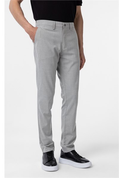 Gri Slim Fit Desenli Kumaş Pantolon