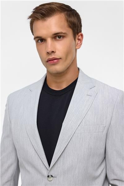 Gri Slim Fit Desenli Mono Yaka 6 Drop Spor Takım Elbise