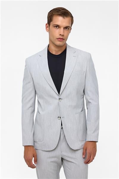 Gri Slim Fit Desenli Mono Yaka 6 Drop Spor Takım Elbise