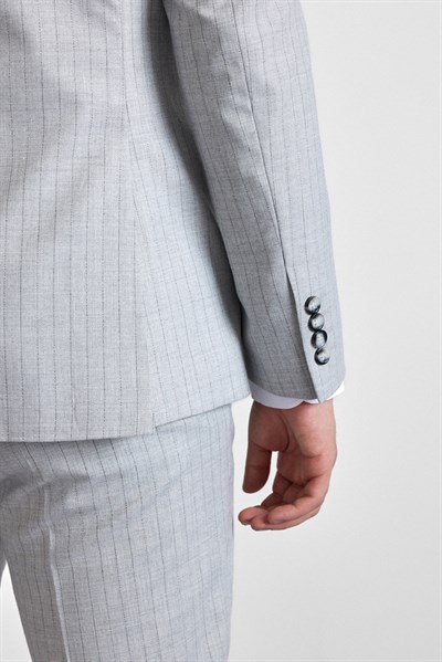 Gri Slim Kruvaze Yaka 6 Drop Takım Elbise