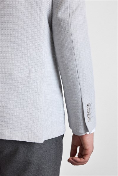 Gri Slim Mono Yaka Torba Cep 6 Drop Klasik Ceket